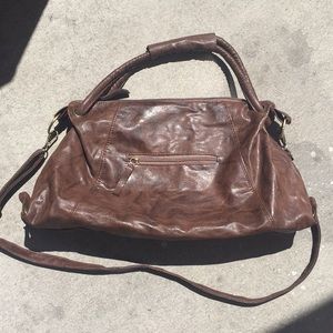 Chocolate large purse with crossbody strap